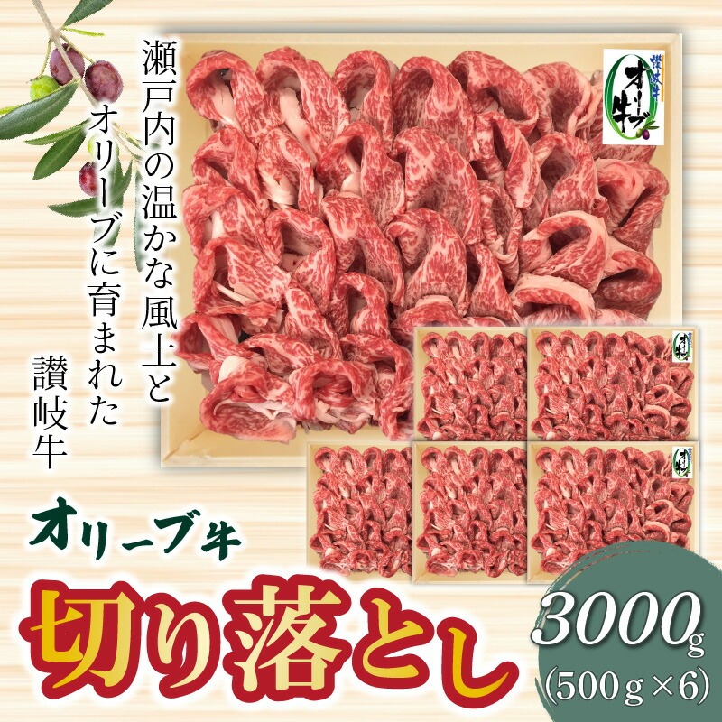 【ふるさと納税】オリーブ牛 切り落とし3000g
