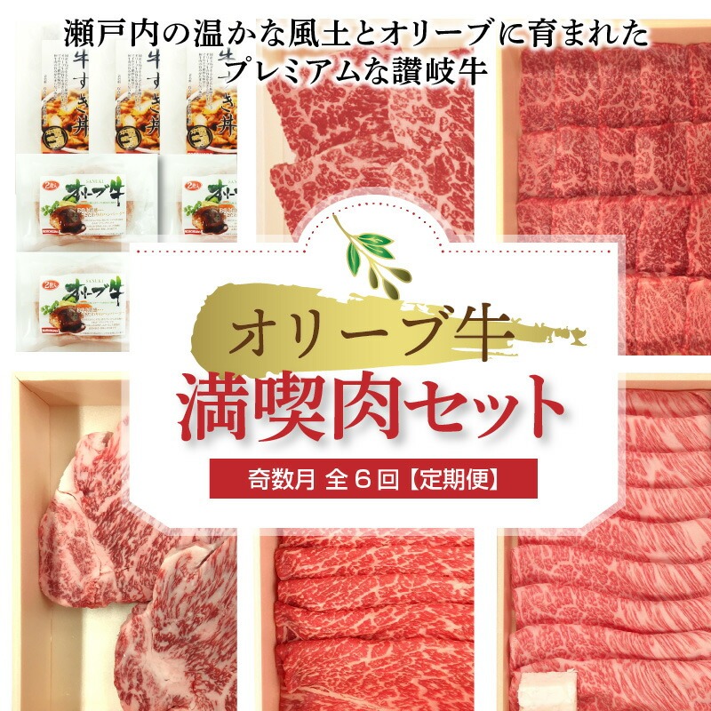 オリーブ牛満喫肉セット(奇数月 全6回)【定期便】