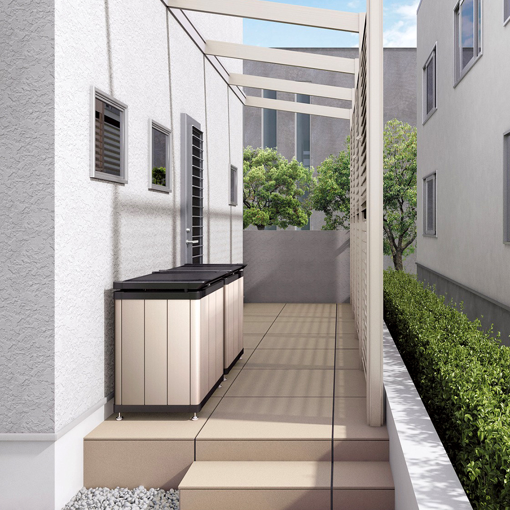 四国化成　ゴミストッカー250L　木調　SC+マロンブラウン