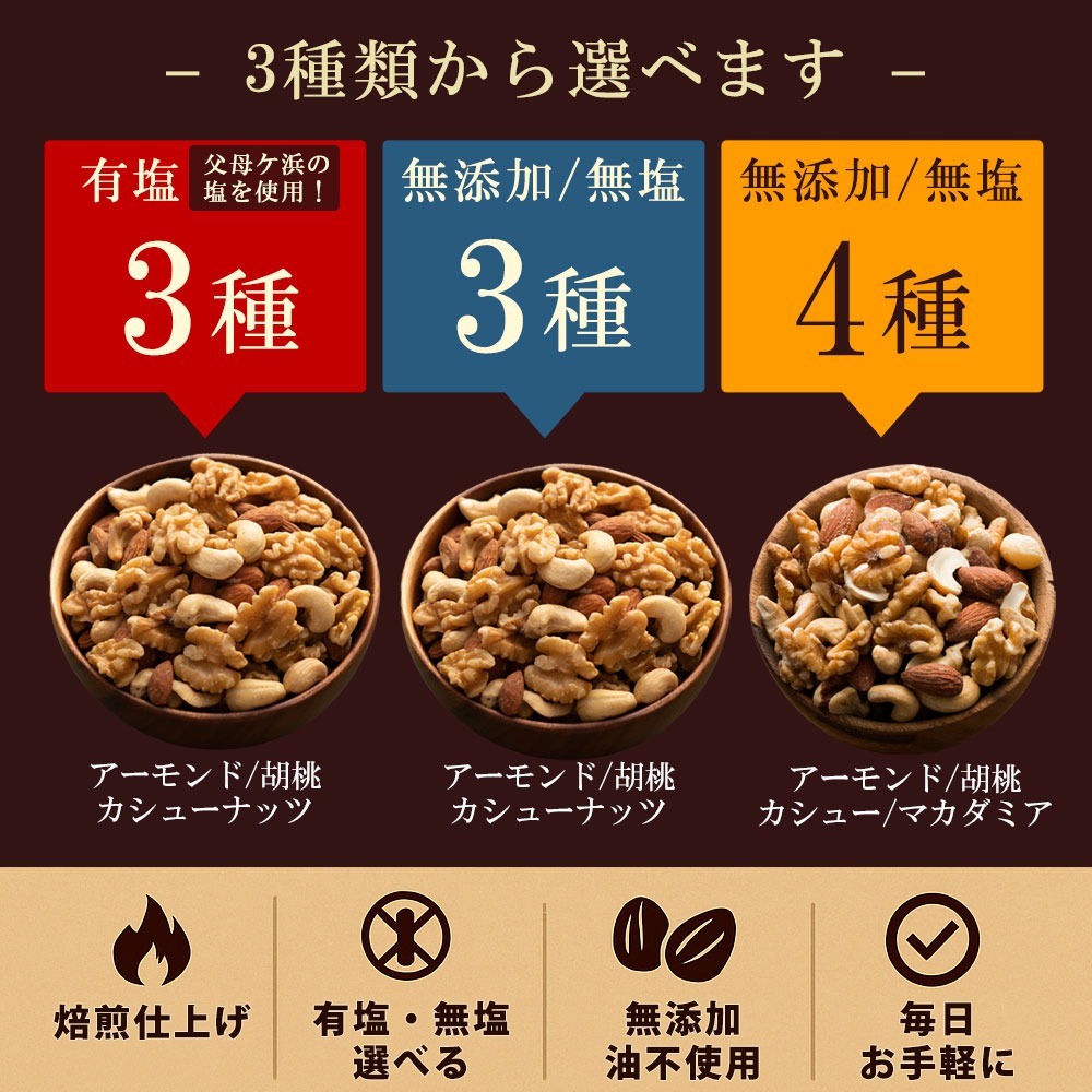 【納税】焙煎ミックスナッツ(3種の有塩) 850g