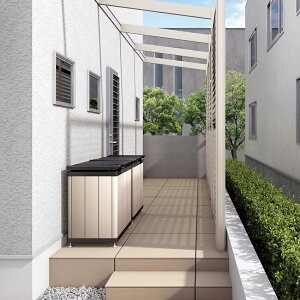 四国化成　ゴミストッカー200L　木調　BK+マロンブラウン