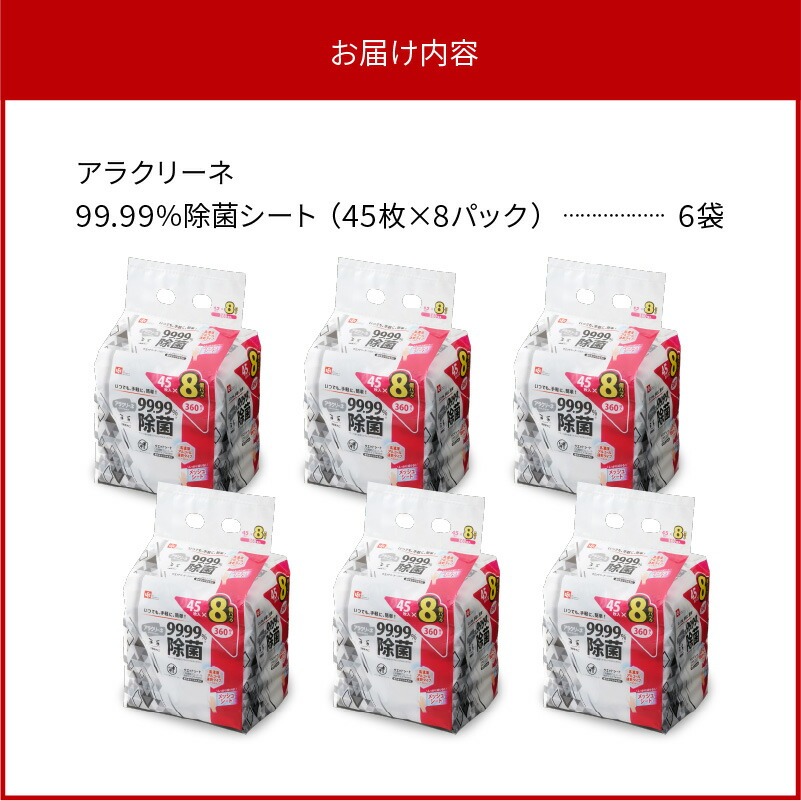 アラクリーネ 99.99%除菌シート (45枚×8P)×6袋