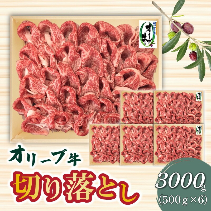 【ふるさと納税】オリーブ牛 切り落とし3000g