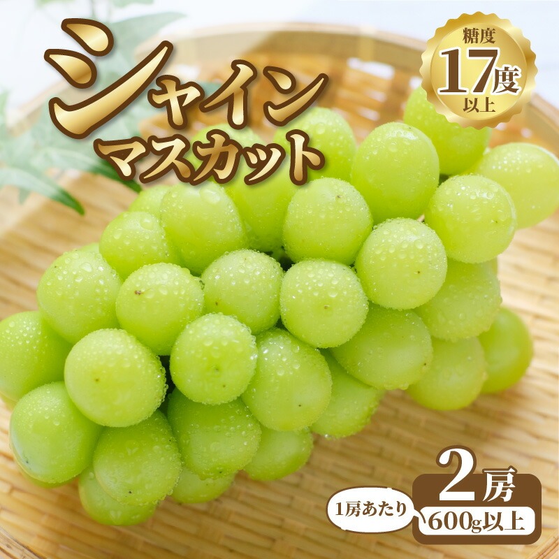 【9月上旬より発送】シャインマスカット2房【600g以上】【糖度17度以上】