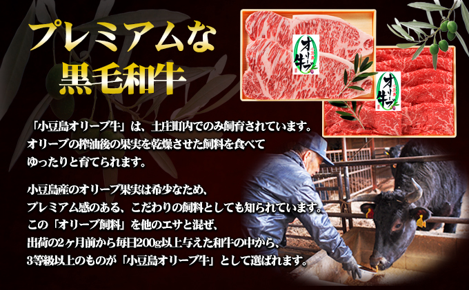 【 小豆島 】小豆島オリーブ牛 モモしゃぶしゃぶ（380g）＆ステーキ(180g×2枚)セット