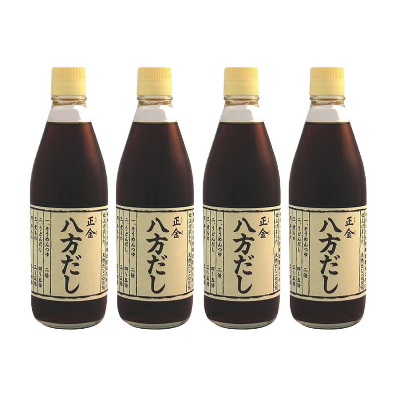 小豆島 桶（こが）仕込 天然醸造 正金醤油　　八方だし 360ml　4本入