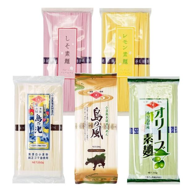小豆島手延素麺 味比べ５種セット 単品５種 1袋250g（50g×5束）