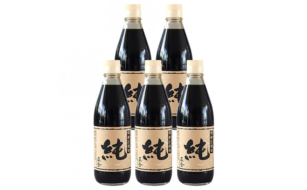 小豆島 桶（こが）仕込 天然醸造 正金醤油    　桶仕込濃口 純 360ml　5本