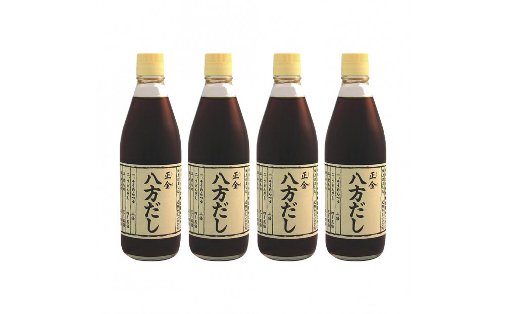 小豆島 桶（こが）仕込 天然醸造醤油 正金醤油 八方だし 360ml　4本