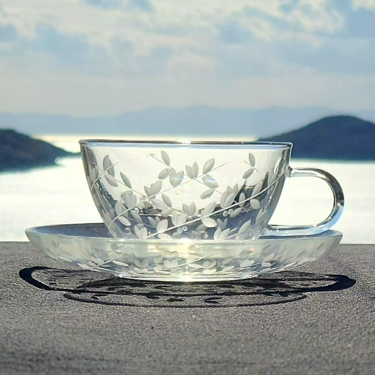 耐熱カップ＆ソーサー（透明）オリーブの恵み