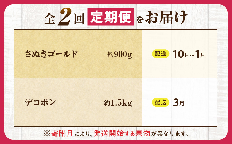 とれたて果物 2回定期便F 果物 フルーツ 果物定期便 フルーツ定期便 定期便キウイ デコポン 濃厚 旬の果物 定期 人気 おすすめ 贈答 贈り物 青果物 糖度 香川県 _mk165-t056
