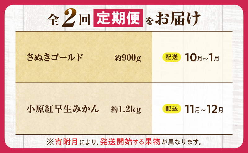とれたて果物 2回定期便H 果物 フルーツ 果物定期便 フルーツ定期便 定期便 キウイみかん 濃厚 旬の果物 定期 人気 おすすめ 贈答 贈り物 青果物 糖度 香川県 _mk165-t058