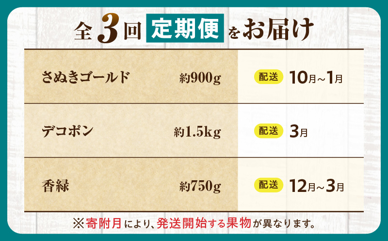 とれたて果物 3回定期便E 果物 フルーツ 果物定期便 フルーツ定期便 定期便 キウイ デコポン濃厚 旬の果物 定期 人気 おすすめ 贈答 贈り物 青果物 糖度 香川県 _mk165-t069