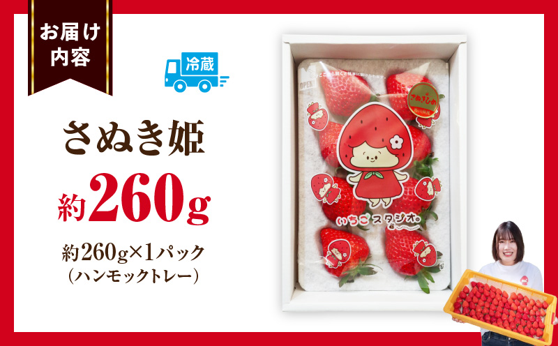 大粒いちご　極甘さぬき姫 約260g | 果物 フルーツ いちご フレッシュ ジューシー 香り 爽やか 春 真っ赤 旬の果物 人気 おすすめ 贈答 贈り物 青果物 糖度 香川県 三木町 |_mk165-015