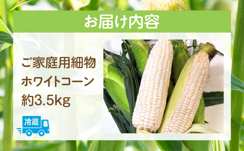 【先行予約】【訳あり】ご家庭用細物ホワイトコーン約3.5kg | とうもろこし 野菜 コーン 旬の野菜 旬 季節の野菜 季節 贈答 贈り物 ギフト プレゼント おすそ分け グルメ お取り寄せ 人気 おすすめ 特産 特産品 生鮮食品 香川県 三木町 |_mk006-058