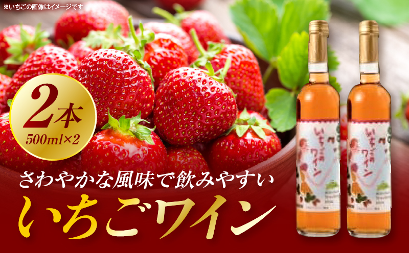 【ふるさと納税】 いちごワイン2本(500ml×2) |お酒 醸造酒 乾杯 おさけ 酒 アルコール いちご 苺 ブドウ ぶどう糖液 さわやか 贈り物 ギフト 常温 プレゼント 香川県産 香川県 三木町 おすすめ|_mk040-001