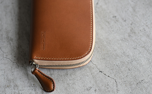 ロングサイズのラウンドファスナーウォレット （キャメル） F5J-1043