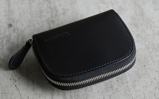 ファスナーウォレット 手のひらサイズのブッテーロ ショートサイズラウンドジップウォレット （ブラック） F5J-1052