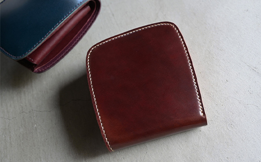 コードバン & ブッテーロ シェル型二つ折り財布 （バーガンディー） F5J-1055