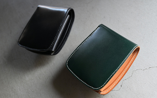 コードバン & ブッテーロ シェル型二つ折り財布 （ブラック） F5J-1058