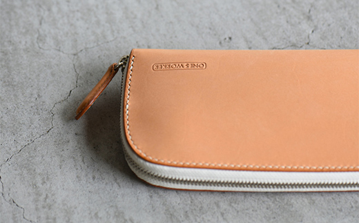 ロングサイズのラウンドファスナーウォレット （ナチュラル） F5J-1042