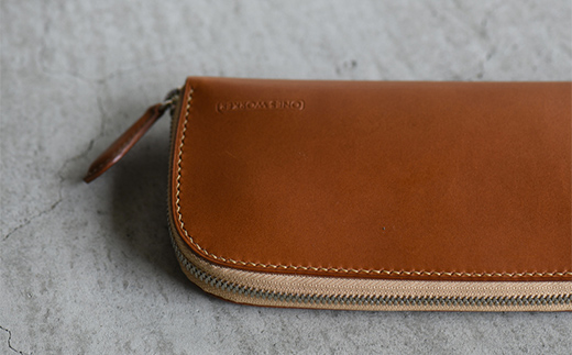 ロングサイズのラウンドファスナーウォレット （キャメル） F5J-1043