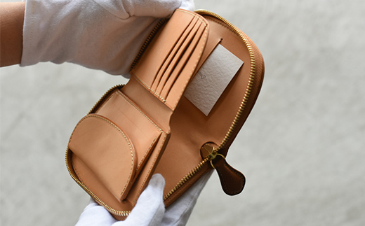 ファスナーウォレット 手のひらサイズ ミディアムサイズ ラウンドファスナーウォレット （キャメル） F5J-1046