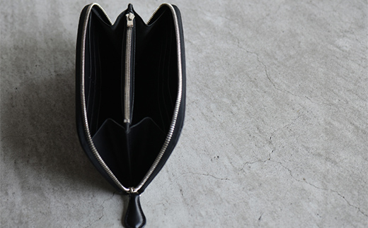 ロングサイズのラウンドファスナーウォレット ブッテーロ （ブラック） F5J-1044