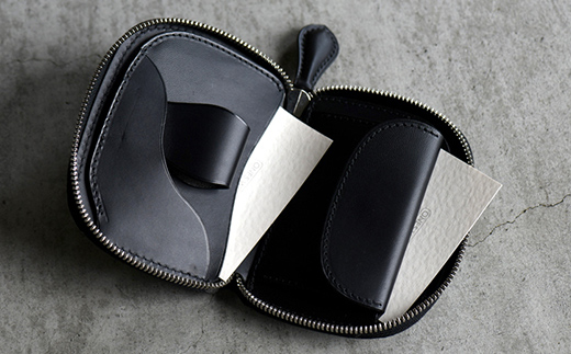 ファスナーウォレット 手のひらサイズのブッテーロ ショートサイズラウンドジップウォレット （ブラック） F5J-1052