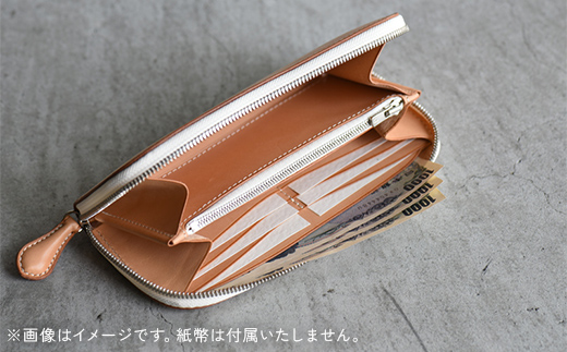 ロングサイズのラウンドファスナーウォレット （ナチュラル） F5J-1042