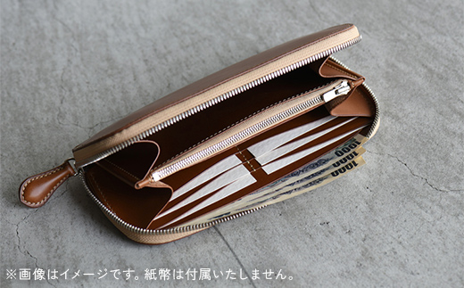 ロングサイズのラウンドファスナーウォレット （キャメル） F5J-1043
