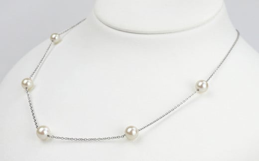 パール ステーションネックレス 5珠 6.0～6.5mm （855）