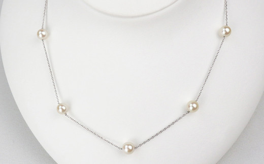 パール ステーションネックレス 5珠 6.0～6.5mm （855）