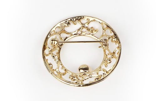 パール ブローチ ゴールドサークル 7.5-8.0mm