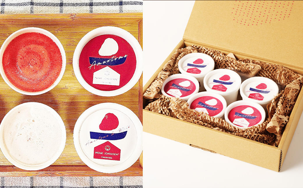 井上苺園のオリジナルジェラート6個セット 2種×3個 ジェラート ソルベ あまおとめ いちご 苺 冷凍 愛媛県 （475）