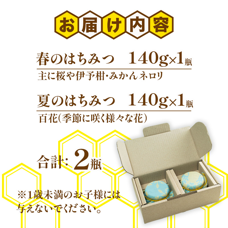BeeCampはちみつ味わいセット 2瓶セット(140gx2瓶) | はちみつ ハチミツ 国産 非加熱 純粋 生はちみつ 百花蜜