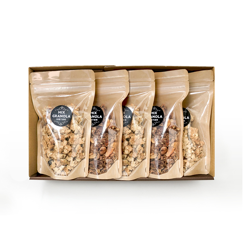 【冬季限定：10月から5月下旬発送】グラノーラ５個セット（ミックス３個・チョコレートバナナ２個）（白砂糖不使用・グルテンフリー）【化粧箱入り】【受注生産】 | チョコレート バナナ グラノーラ ミックスグラノーラ グルテンフリー 愛媛県 松山市 ココオ Koko'o