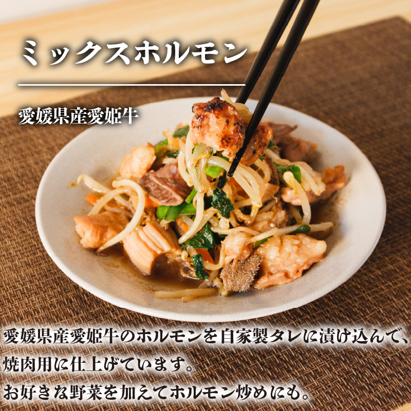 愛姫牛タレ漬けミックスホルモン 1kg | 焼肉 バーベキュー BBQ ホルモン 冷凍 セット 愛媛県産 簡単調理 ご当地グルメ 愛媛県 松山市