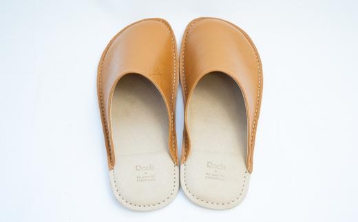 （キャメル）Reela ルームサボ スムースレザースリッパ 紳士F 本革 MEN キャメル 紳士F(26-27cm)