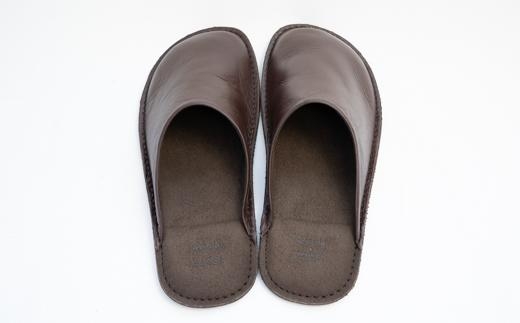 （ダークブラウン）Reela ルームサボ スムースレザースリッパ 紳士F 本革 MEN ダークブラウン 紳士F(26-27cm)