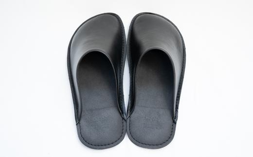（ブラック）Reela ルームサボ スムースレザースリッパ 紳士F 本革 MEN ブラック 紳士F(26-27cm)