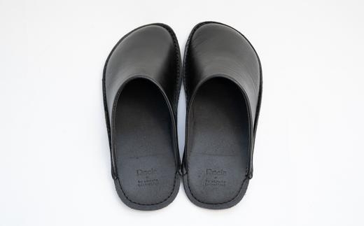 （ブラック）Reela ルームサボ スムースレザースリッパ 婦人F 本革 LADY ブラック 婦人F(23-24cm)