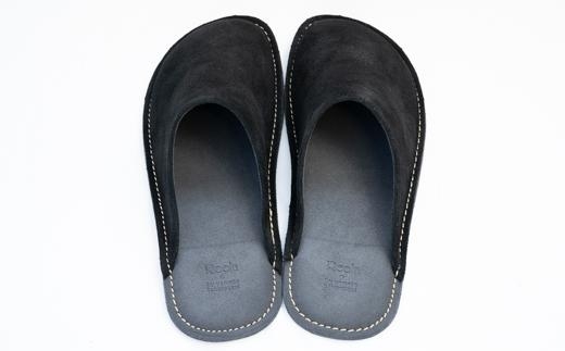 （ブラック）Reela ルームサボ ベロアレザースリッパ 紳士F 本革 MEN