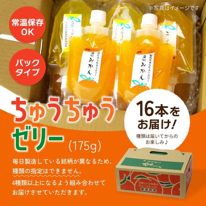 ゼリー ちゅうちゅうゼリー 16本セット | 柑橘 みかん みかんゼリー フルーツゼリー デザート フルーツ 果物 国産 飲料 常温 シャーベット スイーツ お取り寄せ ギフト 人気 おすすめ お土産 愛媛県 松山市 送料無料 16本 ¥23,000