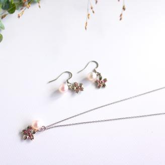 さくらひめパールネックレス＆イヤリング/ピアス 2点セット