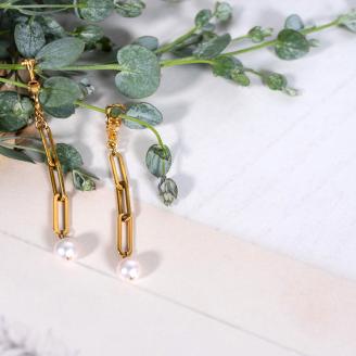 パールチェーンイヤリング/ピアス