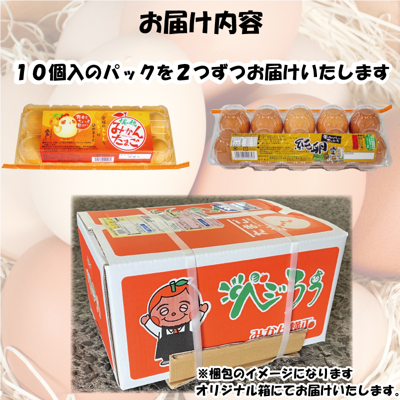 みかんたまご と 純卵-じゅんたまご 2種の卵食べ比べセット 計40個(10個×4パック) ※割れ保証5個含む