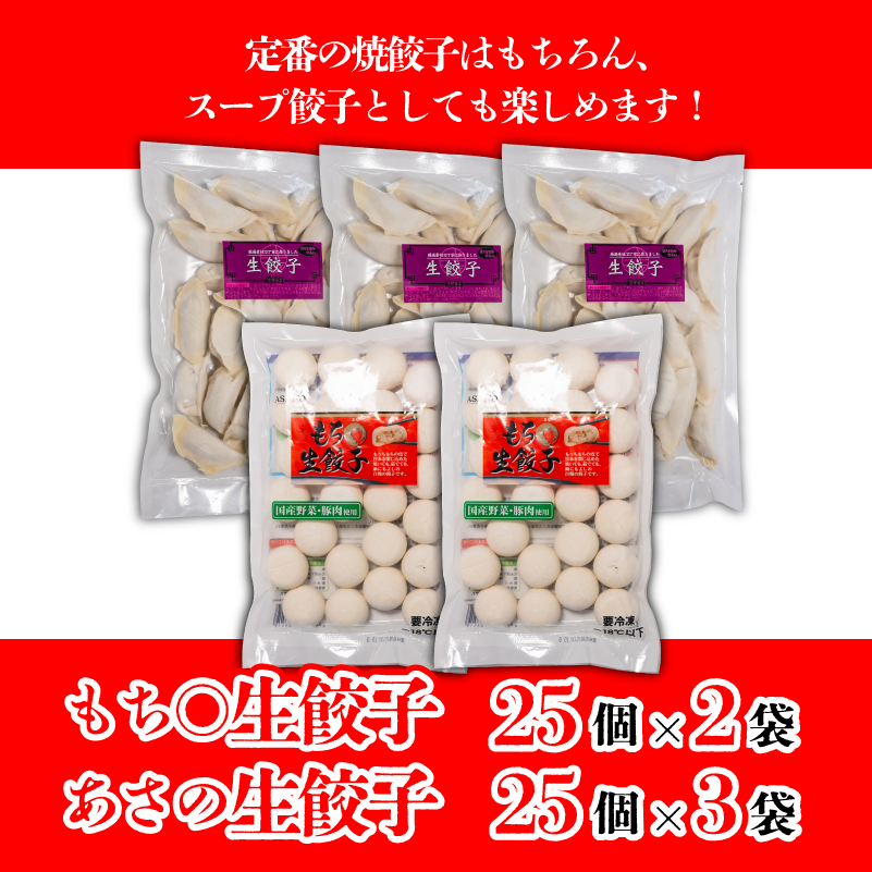 えひめの美味しい厳選餃子 あさの生餃子 もち〇生餃子 セット【5パック 計125個】