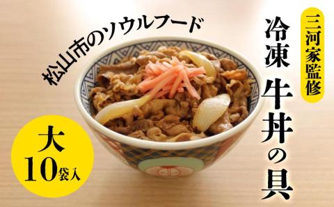 牛丼 三河家監修 冷凍牛丼の具(大)10食[NF002]加工品 加工 惣菜 レトルト 愛媛県松山市 愛媛県 松山市 愛媛 松山 冷凍 冷凍便 冷凍配送 冷凍発送 クール便