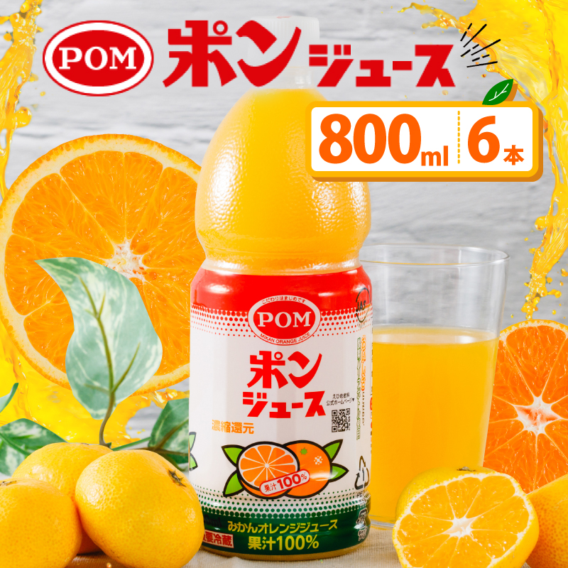 ポンジュース 4.8L ( 800ml × 6本 ) みかん ジュース みかんジュース オレンジジュース 800ml × 6本
